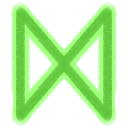 The Elder Furthark rune ᛞ or dagaz, in green with a lime green outline